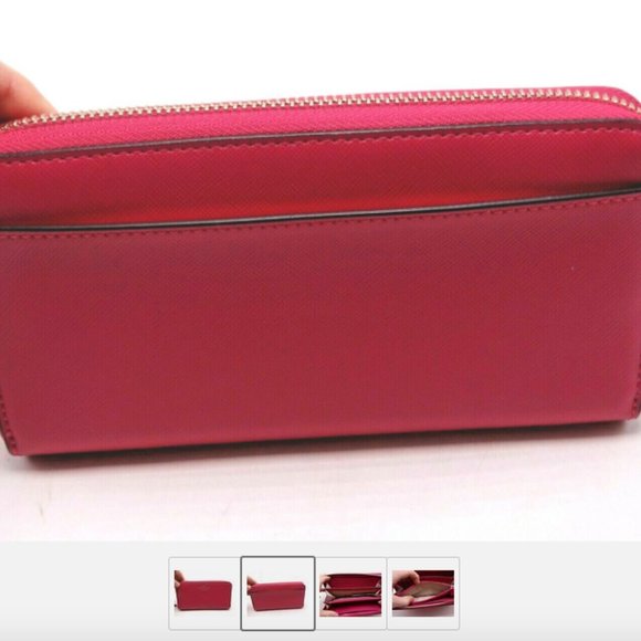 Kate Spade Brynn Saffiano PVC Large Continental Wallet Pink Ruby New - Picture 2 of 4